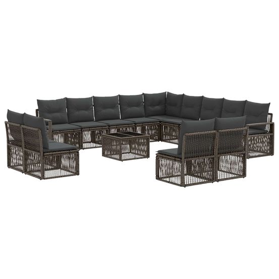 Ensemble de canapé de jardin 14 pc gris polyrotin