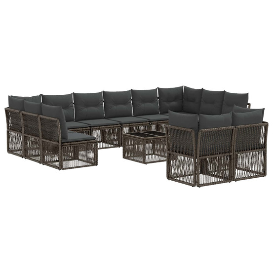 Ensemble de canapé de jardin 13 pcs gris polyrotin