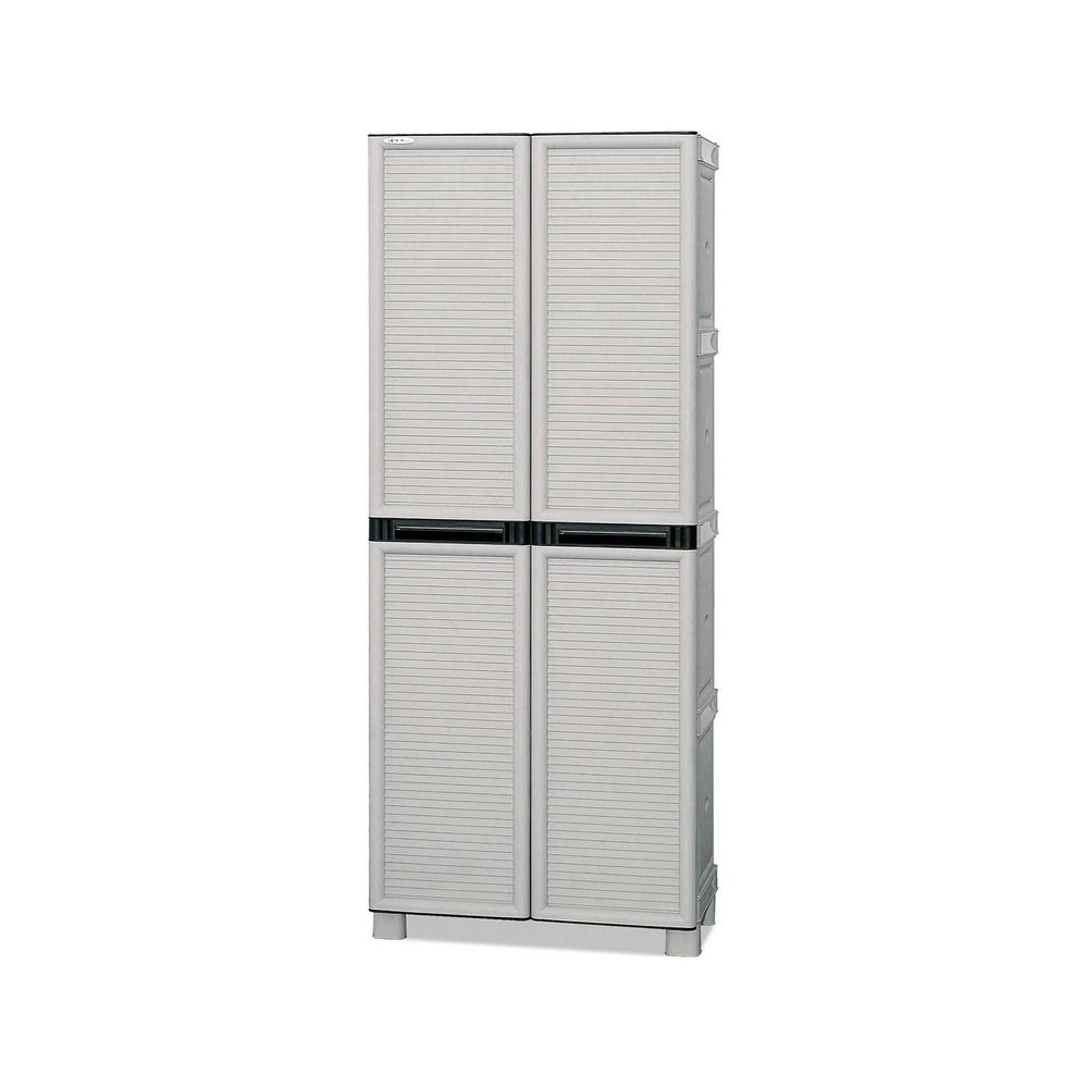Armoire d'extérieur liège, mobilier d'extérieur, armoire de buanderie polyvalente, 100% made in italy, gris clair, 70x39h172 cm