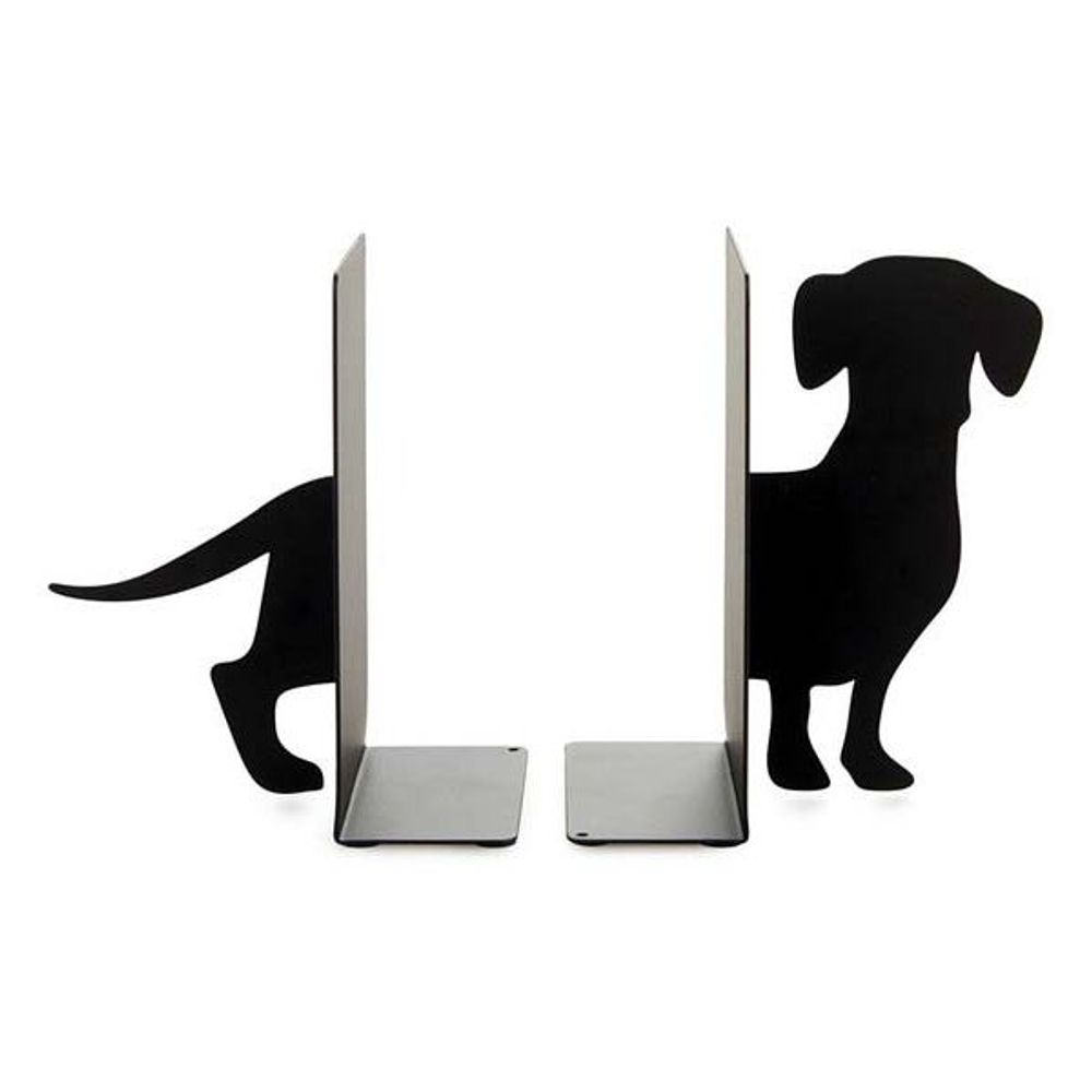 Serre-livres en métal noir animaux teckel