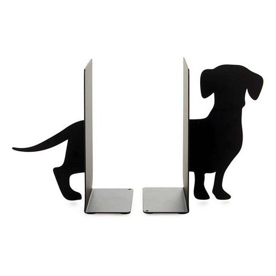 Serre-livres en métal noir animaux teckel