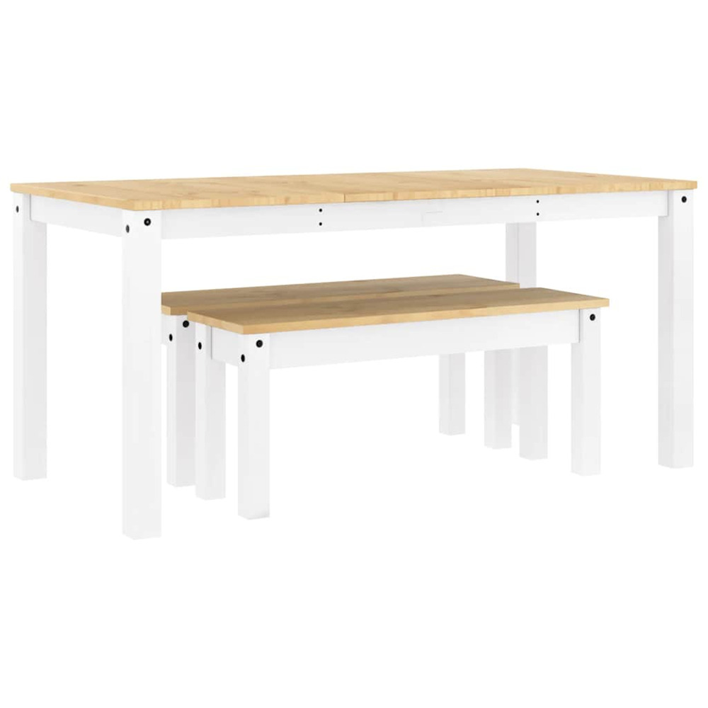 Ensemble à manger panama 3 pcs blanc bois de pin massif