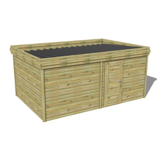 Abri de jardin bois pin traité autoclave 27mm - 5,195x3,44m / 18m2 - bac acier - abri français