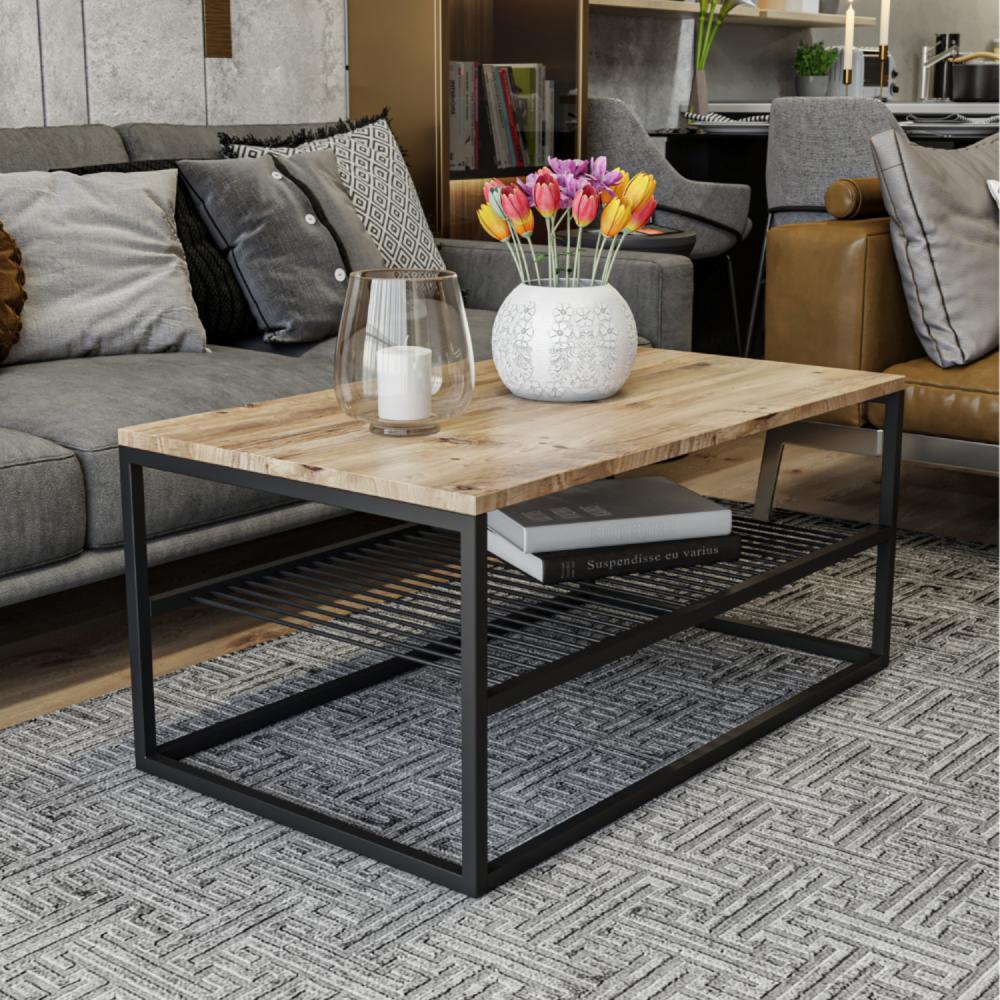 Table basse industrielle avec étagère factory