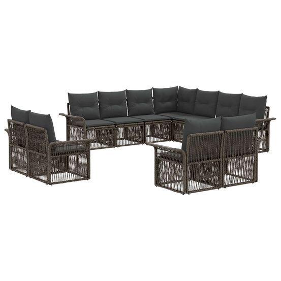 Ensemble de canapé de jardin 11 pc gris et gris foncé polyrotin
