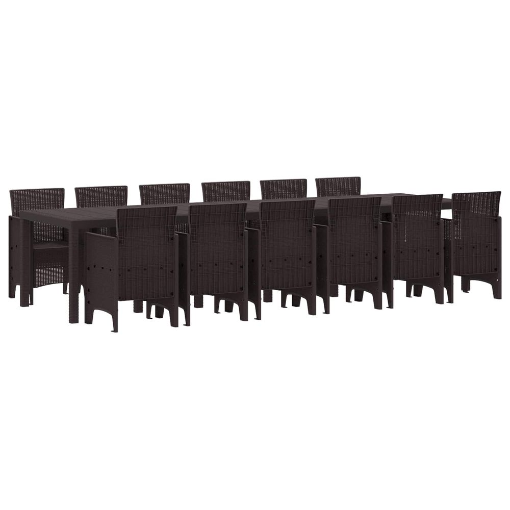 Ensemble de salle à manger pour jardin 13 pc marron rattan polt