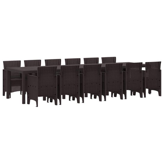 Ensemble de salle à manger pour jardin 13 pc marron rattan polt