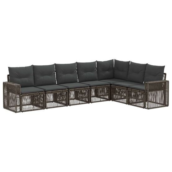 Ensemble de canapé de jardin 7 pc gris et gris foncé polyrotin