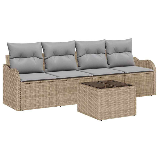 Ensemble de canapé de jardin avec coussin 5 pcs beige et gris