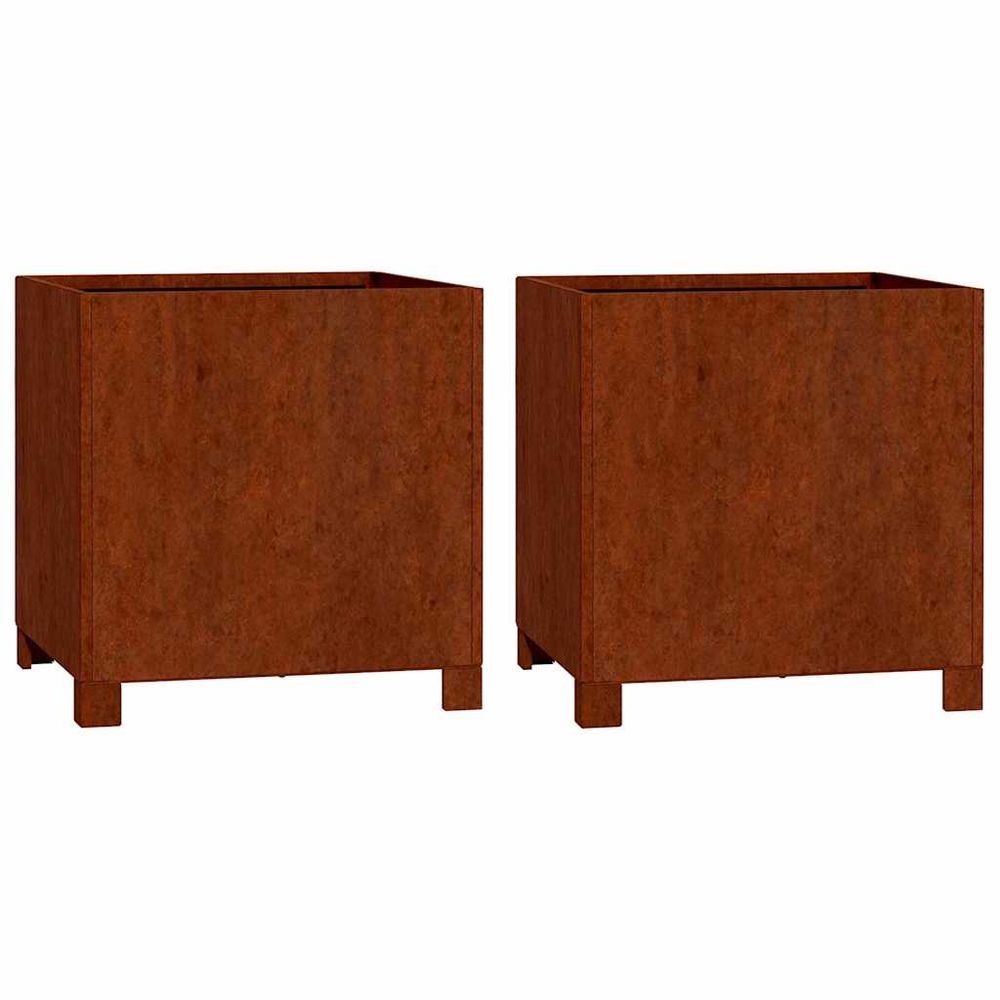 Jardinières avec pieds 2 pcs rouillé 40x40x40 cm acier corten