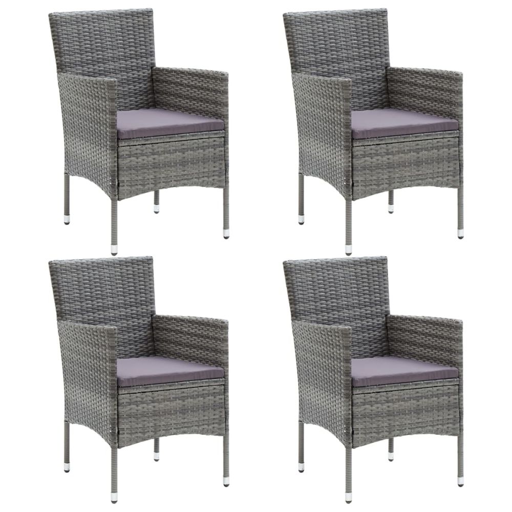 Chaises à manger de jardin lot de 4 résine tressée gris