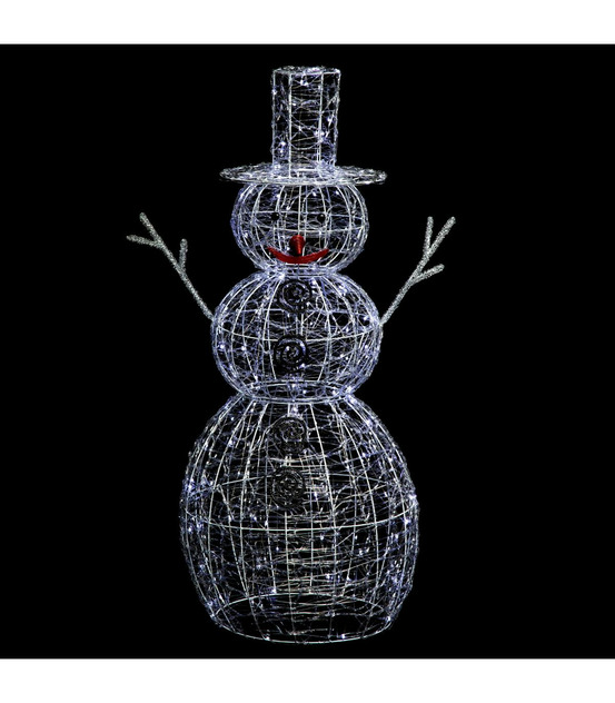 Déco lumineuse bonhomme de neige 3d 200 led blanc froid 8 jeux de lumière h 120 cm