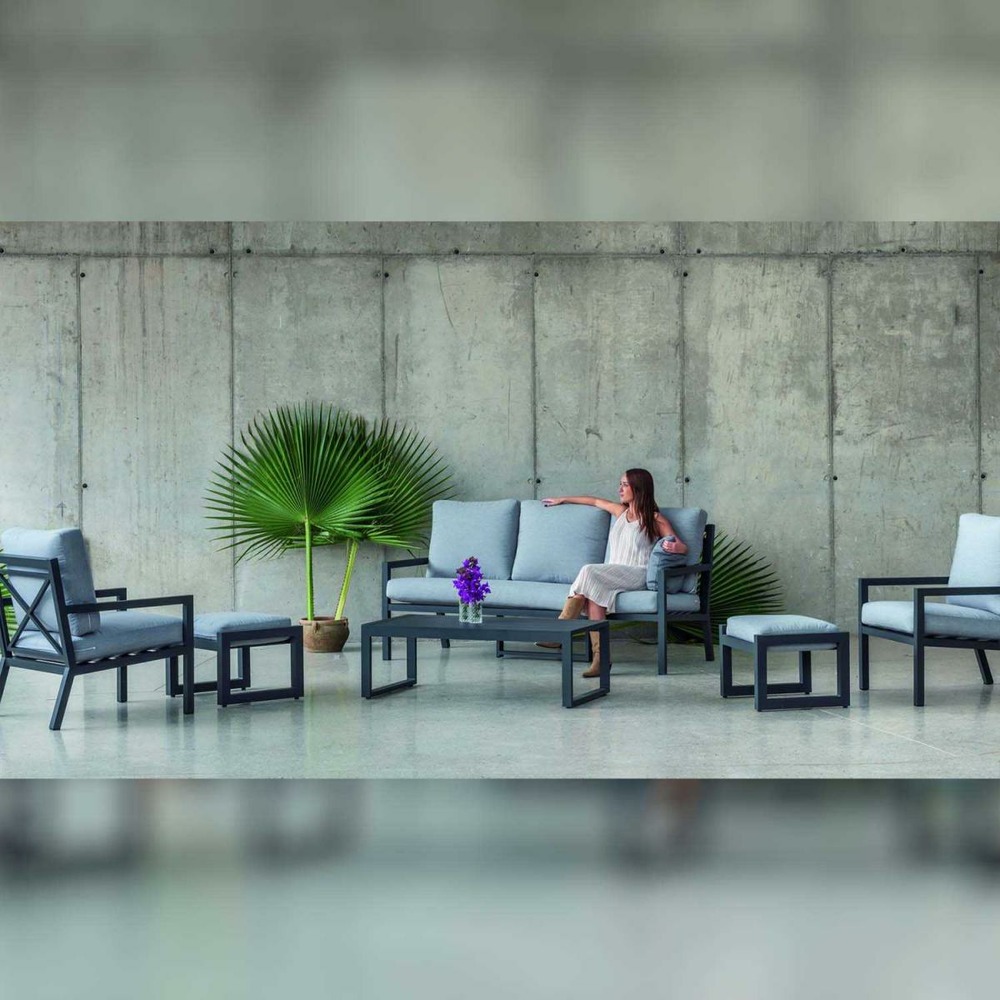 Salon de jardin détente en aluminium anthracite 5 places dounvil