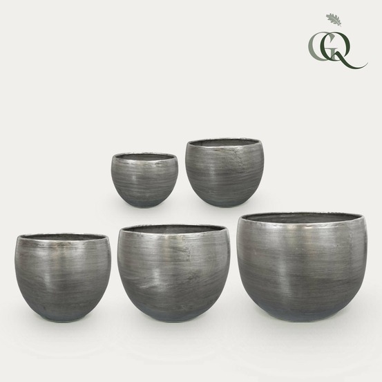Set de 5 pots rowen argentés - 38 cm