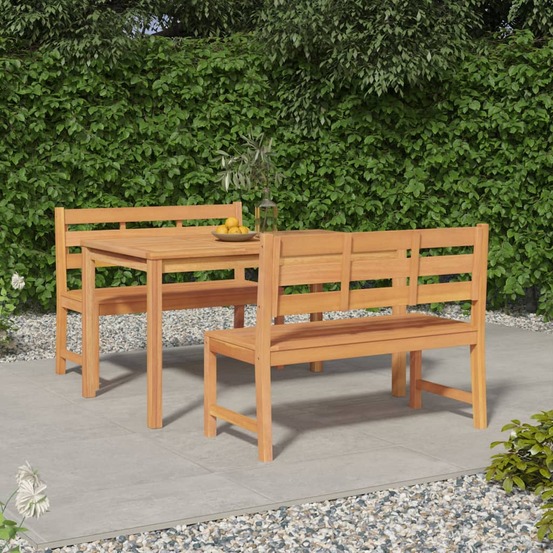 Ensemble à manger de jardin 3 pcs bois de teck massif