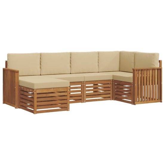 Ensemble de canapés d'extérieur 6 pc naturel et beige polyester