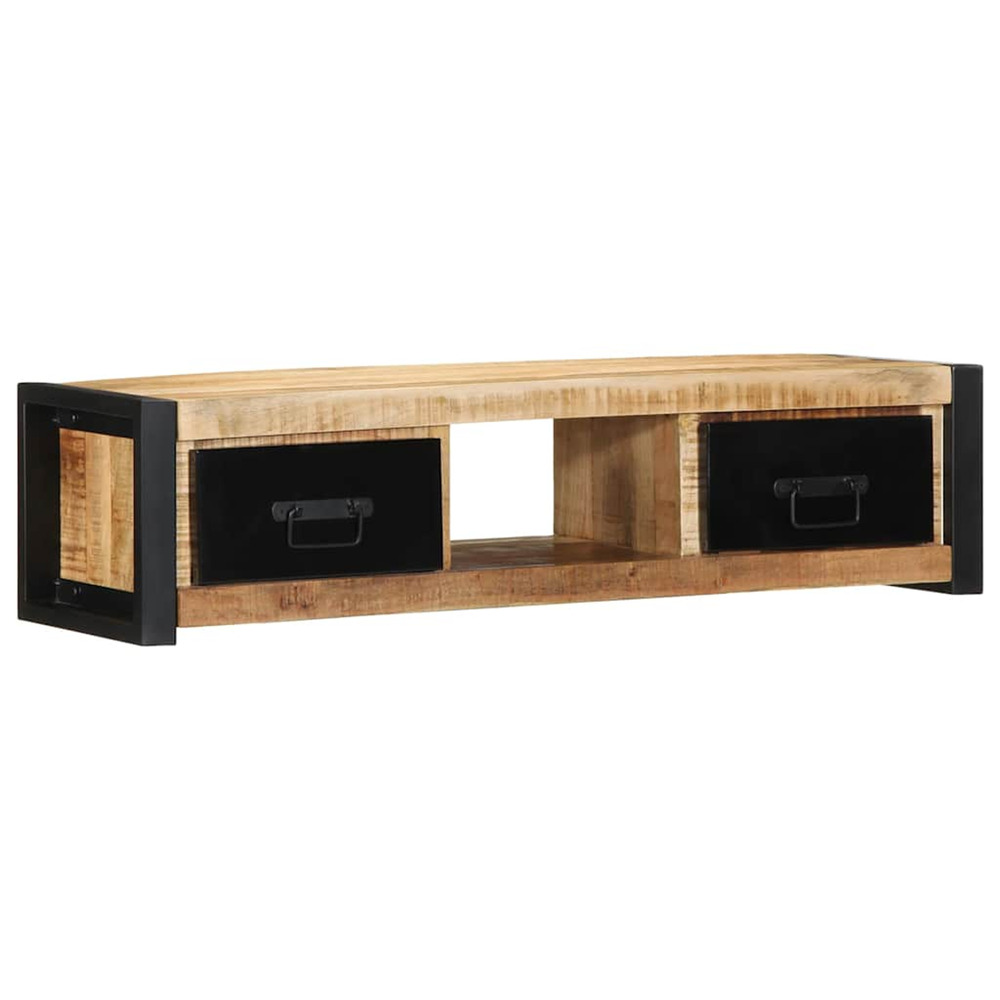 Meuble tv 100x30x25 cm bois massif de manguier brut