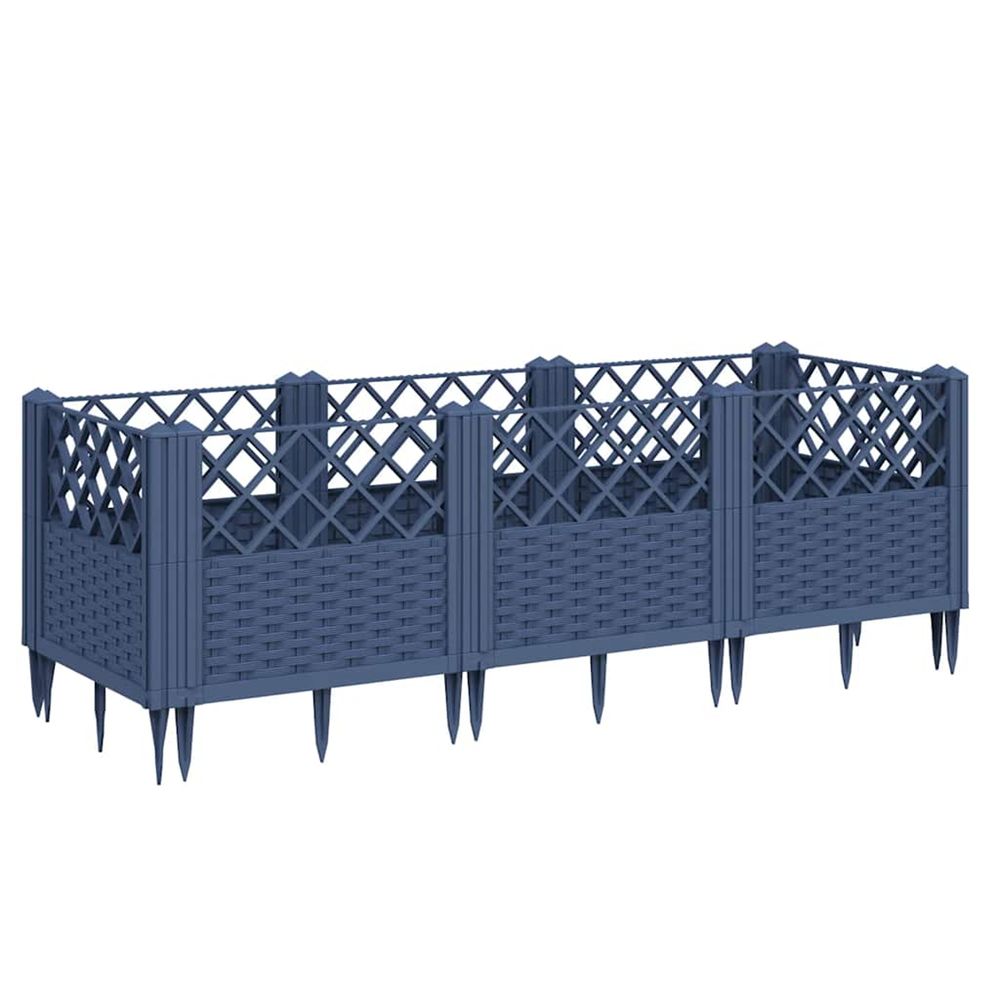 Jardinière d'extérieur avec piquets bleu gris 123,5x43,5x43,5 cm pp