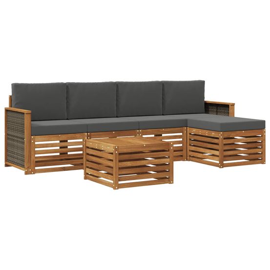 Ensemble de canapés d'extérieur 6 pc naturel et anthracite