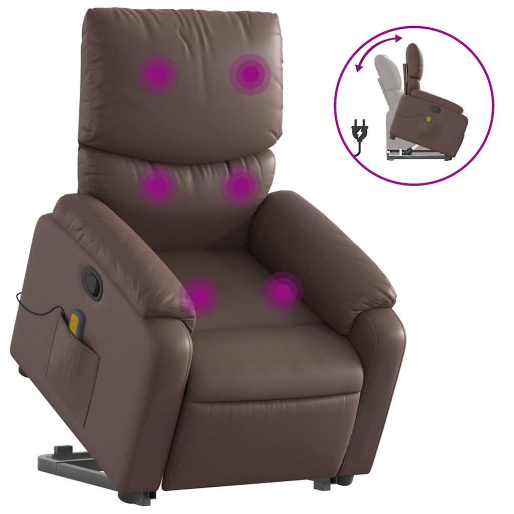 Fauteuil inclinable de massage marron similicuir