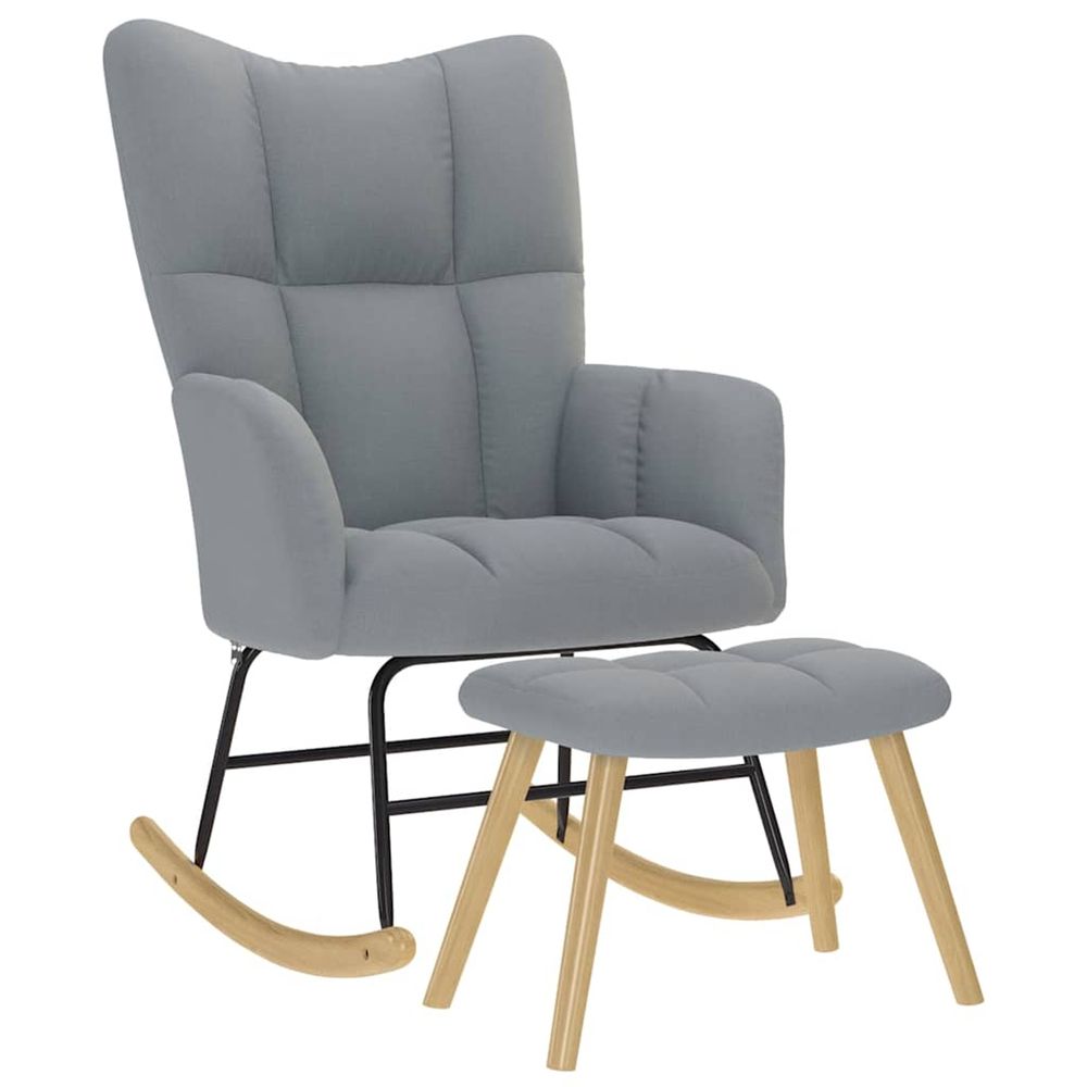 Chaise à bascule avec repose-pied gris clair tissu