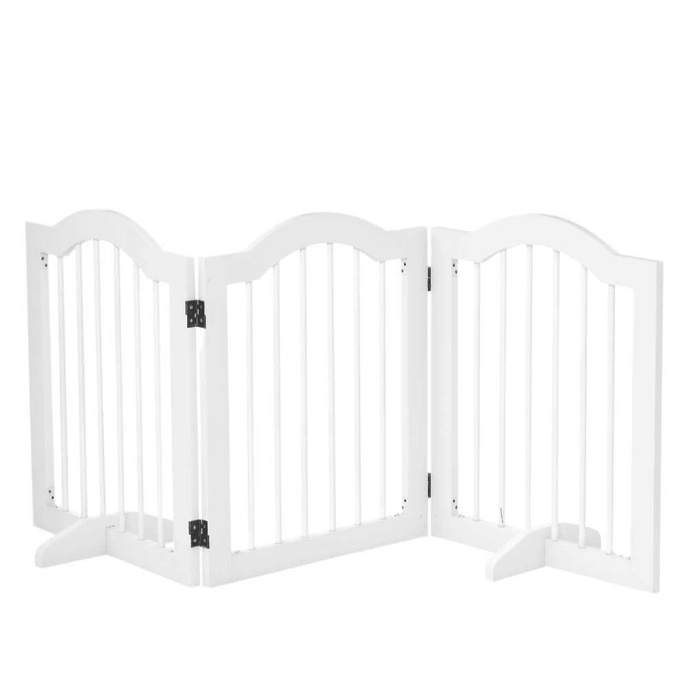 Barrière pour chien bois et mdf blanche 154,5 x 61 cm pliable avec portillon