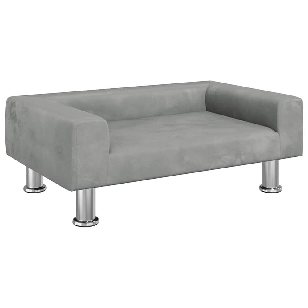 Lit pour chien gris clair 70x45x26,5 cm velours
