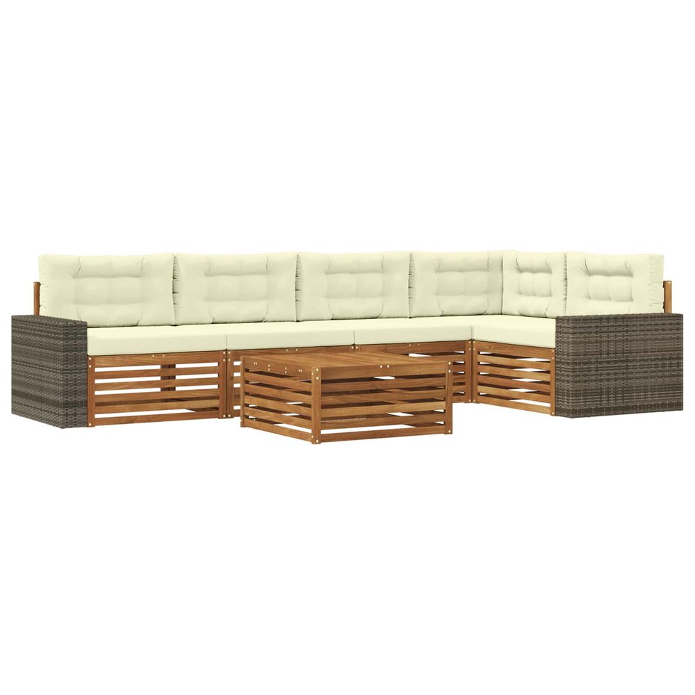 Ensemble de canapés d'extérieur 6 pc naturel et crème polyester