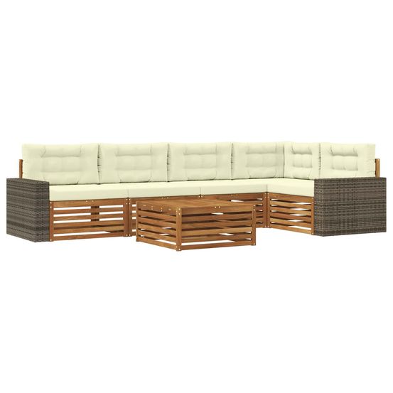 Ensemble de canapés d'extérieur 6 pc naturel et crème polyester