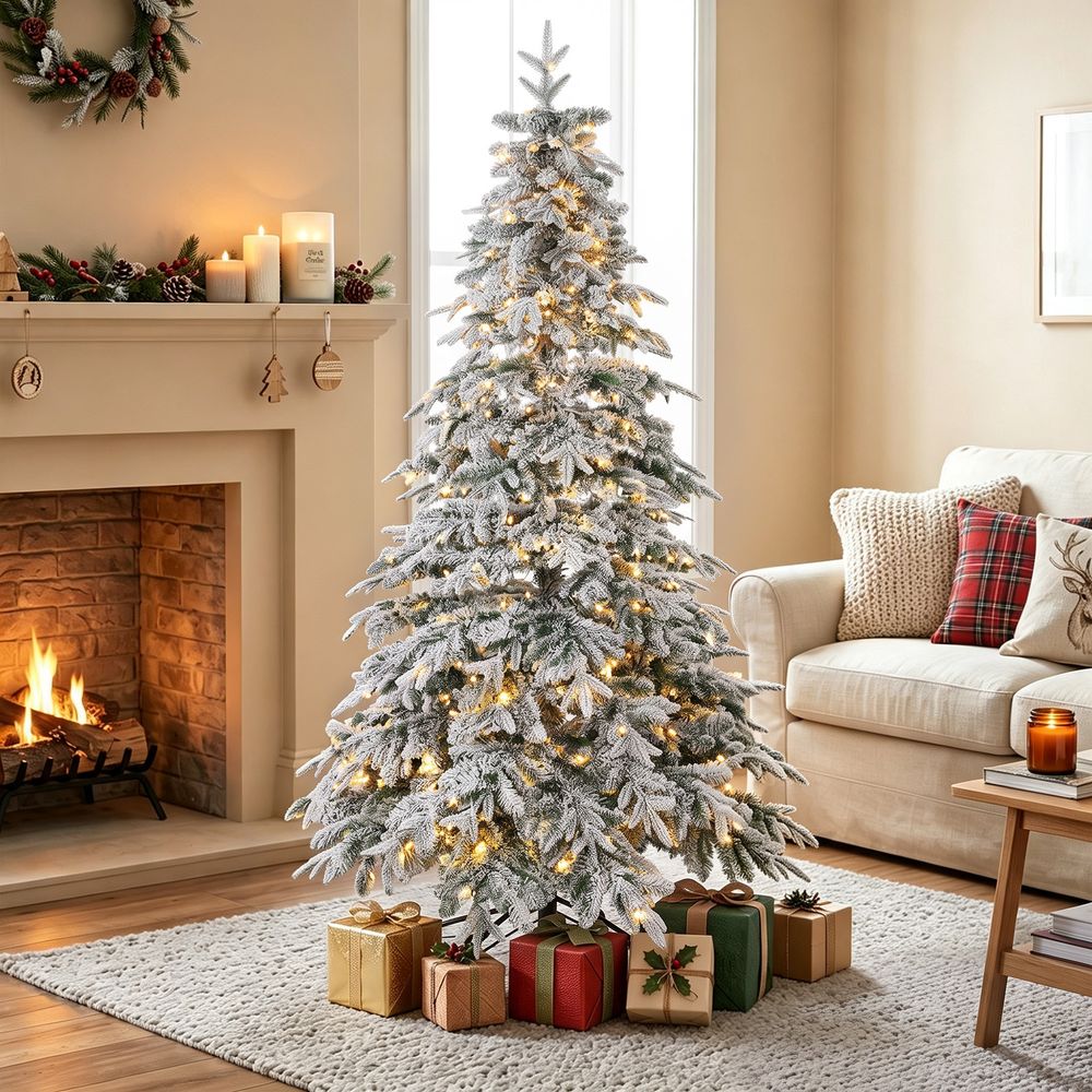 Sapin de noël artificiel en pe vert et blanc 180 cm
