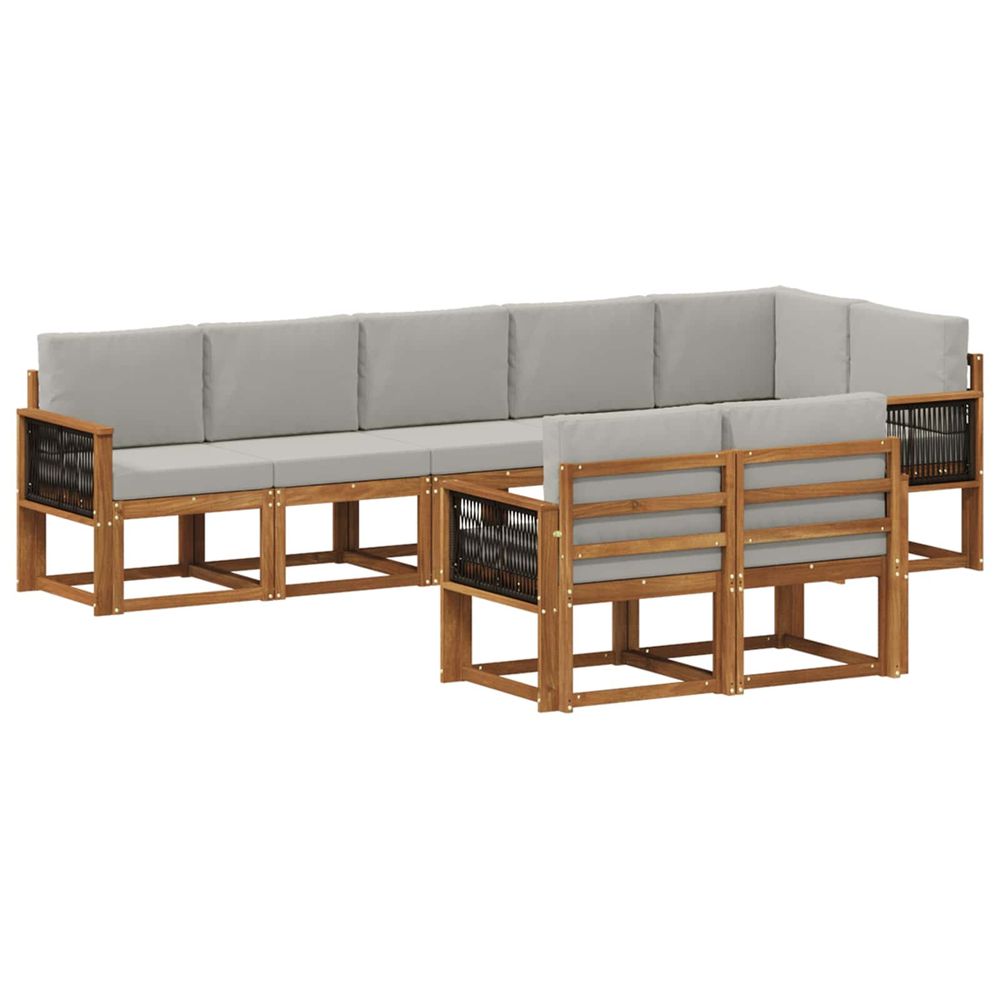 Ensemble de canapés d'extérieur 8 pc naturel et gris clair