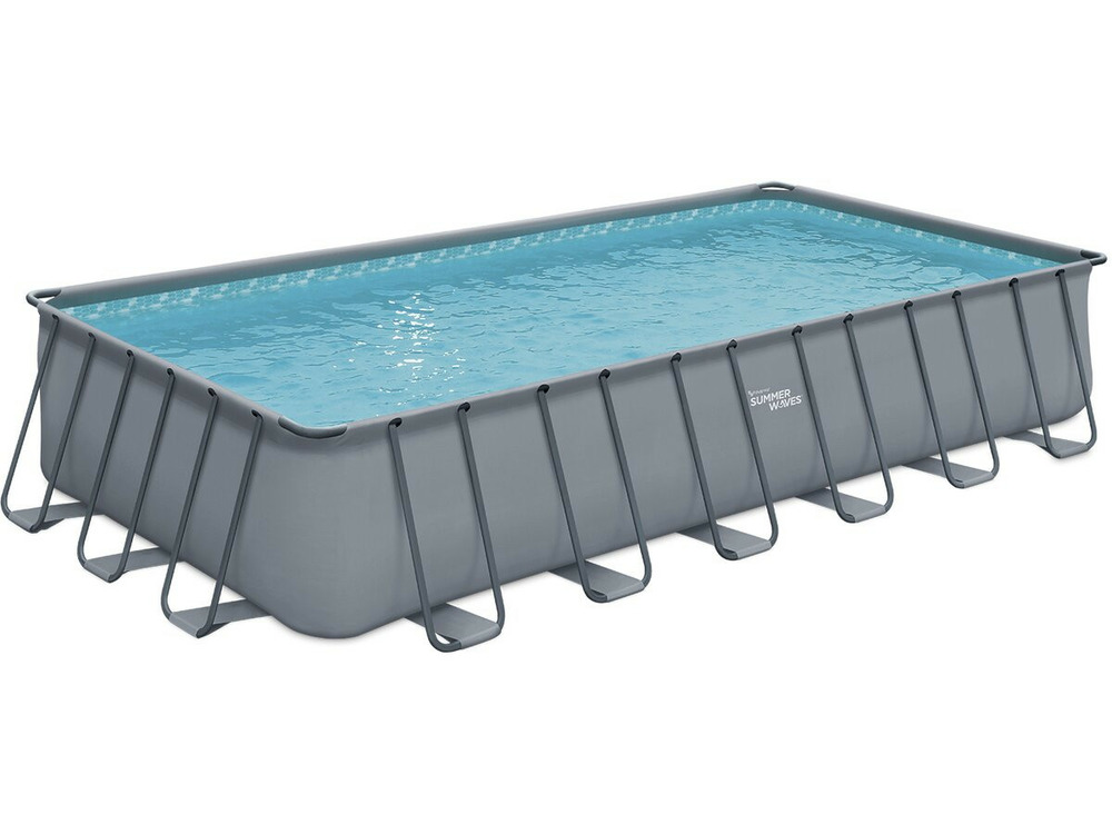 Piscine tubulaire grise - ludo 5 - 7. 32 x 3. 66 x 1. 32 m - filtration à sable 5,7m3/h