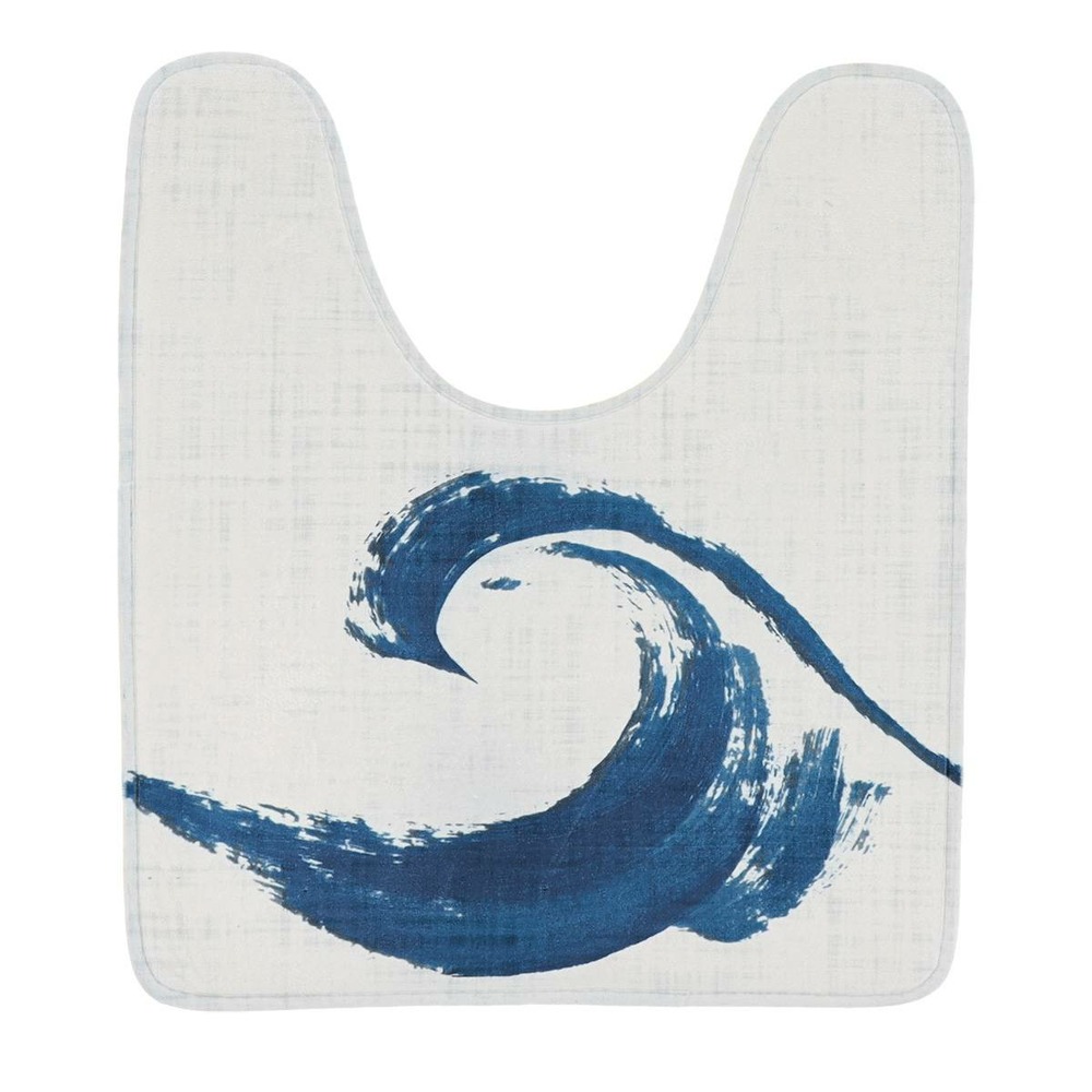 Tapis contour wc microfibre imprime vague45x50 cm - manureva