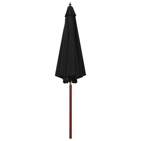 Parasol avec mât en bois 300x258 cm noir