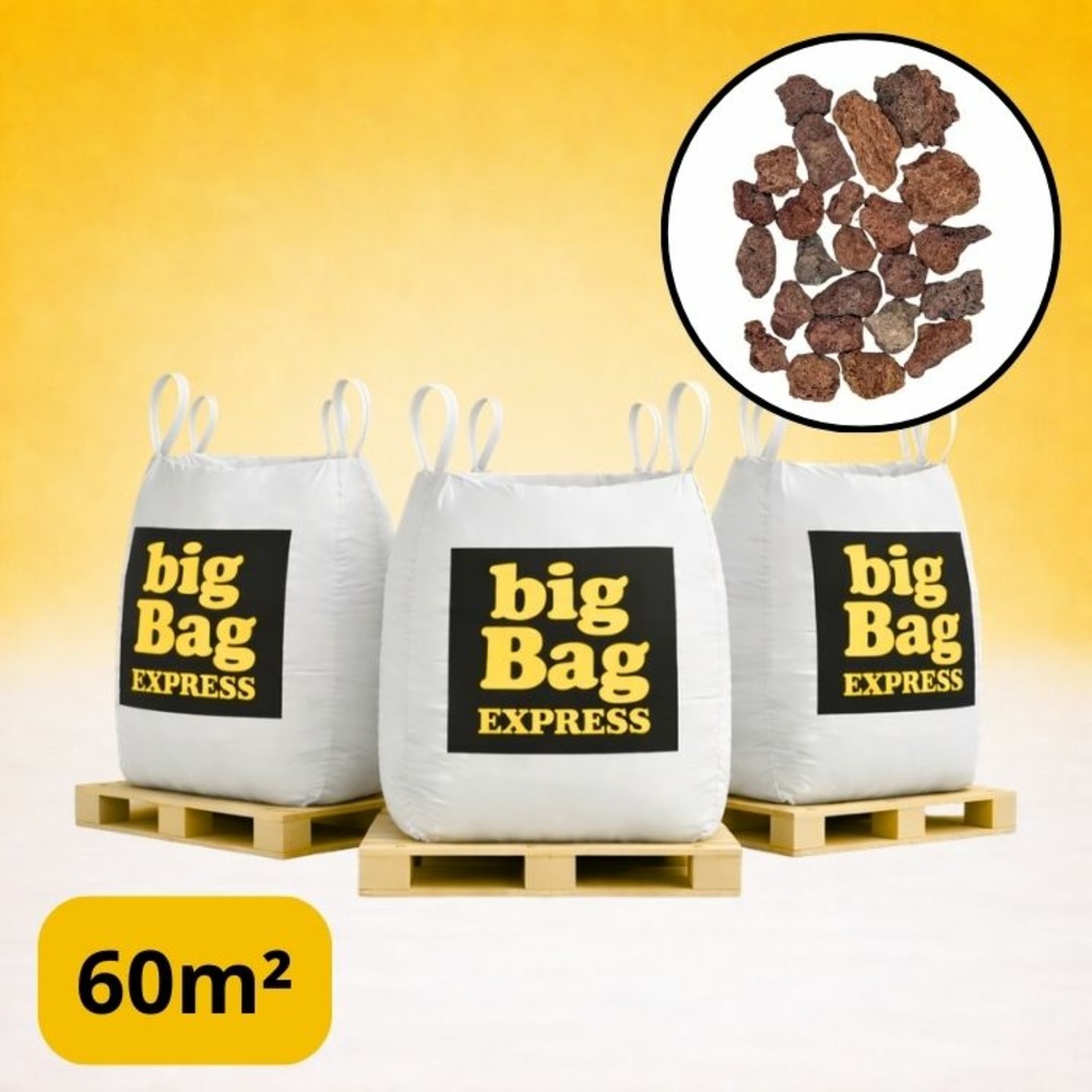 Pack 3 x big bag de 1m³ (+/- 60m²) gravier pouzzolane rouge / noir ø 12/20 mm - livraison standard