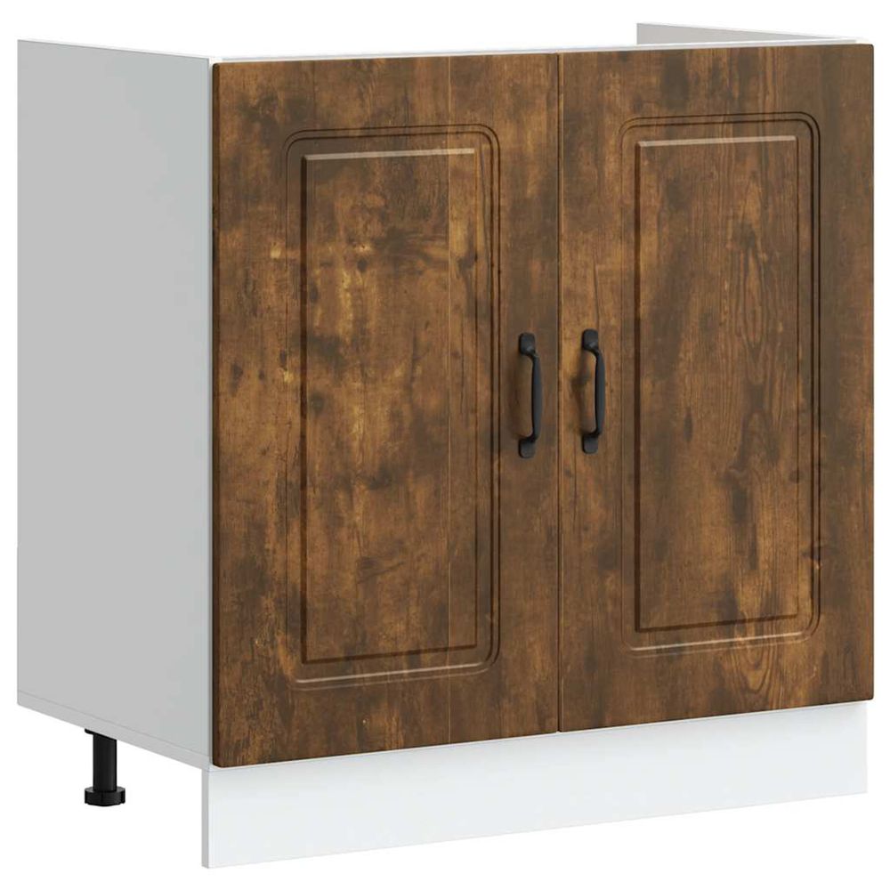 Meuble bas pour évier kalmar chêne fumé bois d'ingénierie
