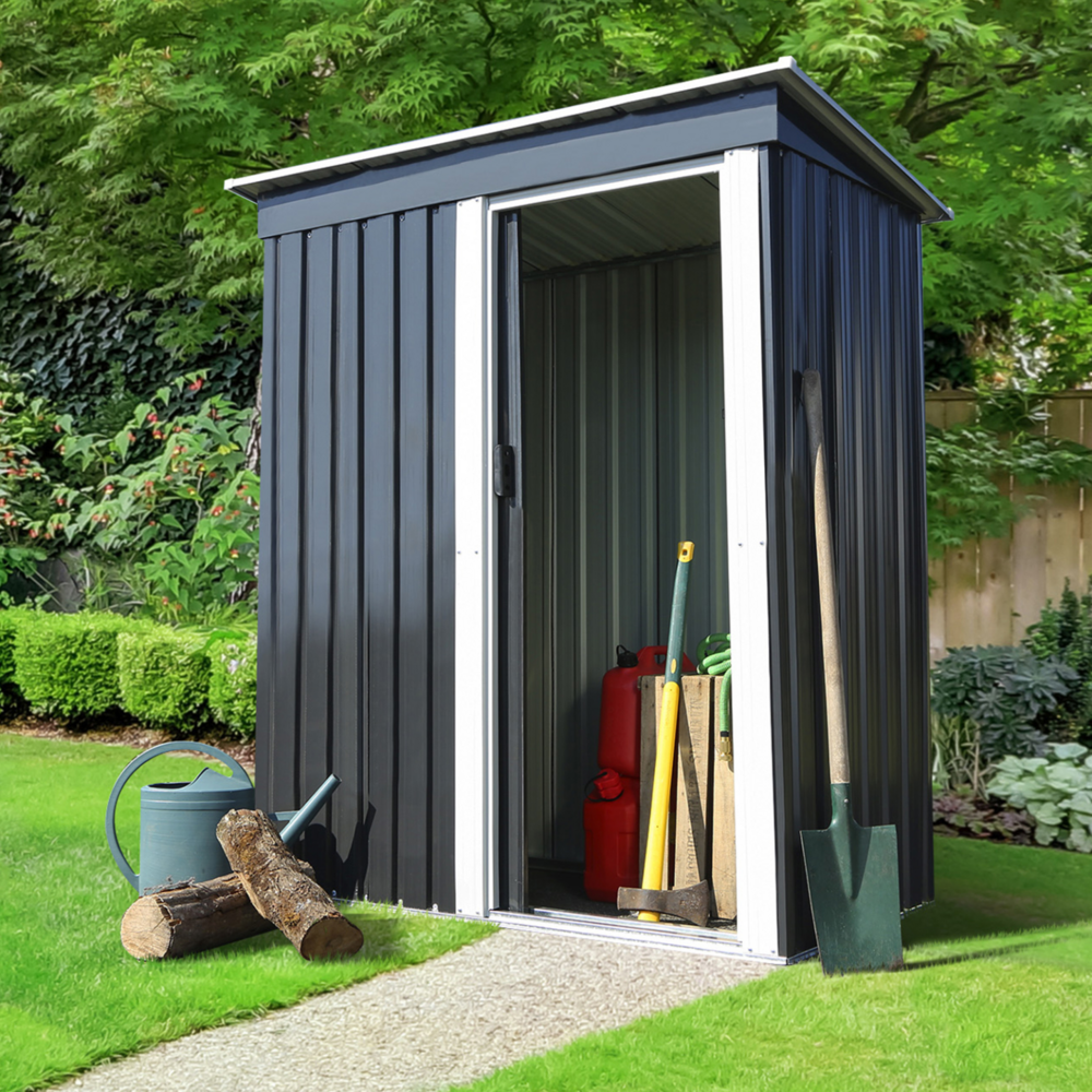 Abri de jardin 1,3 m² gris en acier galvanisé