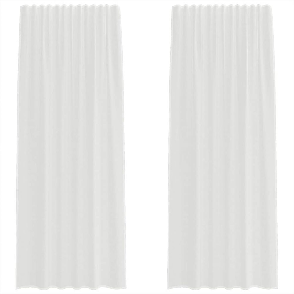 Rideaux en voile avec passe-tringles 2 pcs blanc