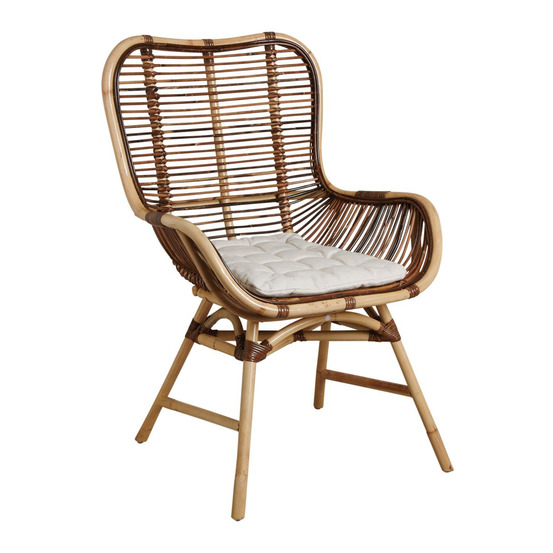 Fauteuil en rotin croco avec coussin bontang