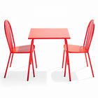 Ensemble table de jardin bistrot et 2 chaises en acier rouge