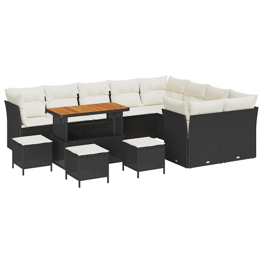 Ensemble de canapé de jardin 13 pc noir polyrotin