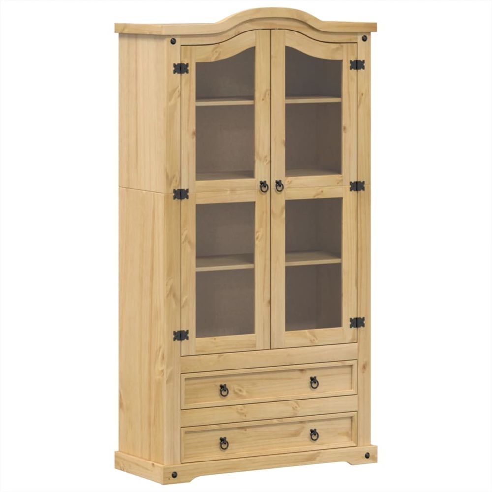 Vitrine en verre corona 99x43x187 cm bois massif de pin