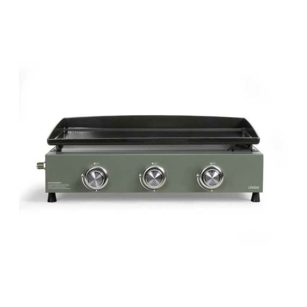 Plancha gaz - livoo - doc324 - 3 brûleurs - vert / noir