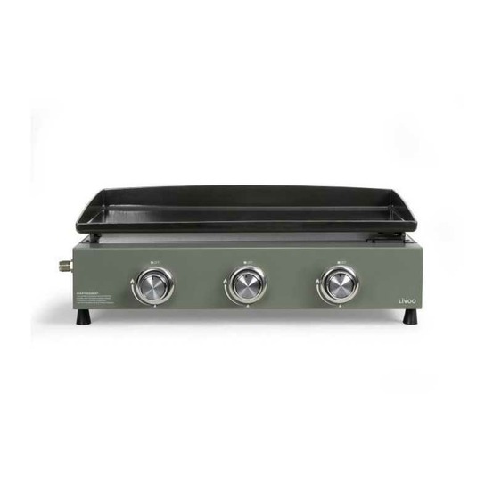 Plancha gaz - livoo - doc324 - 3 brûleurs - vert / noir