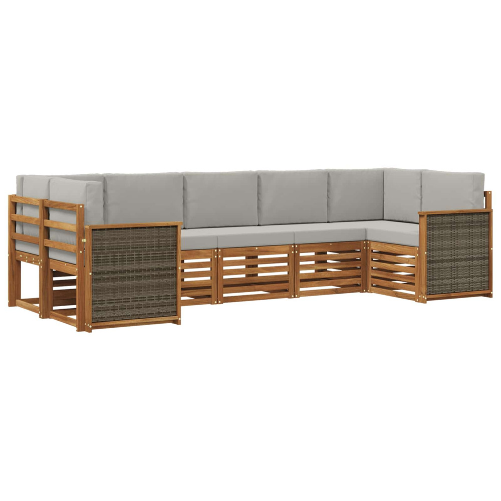 Ensemble de canapé d'angle 6 pcs naturel et gris clair