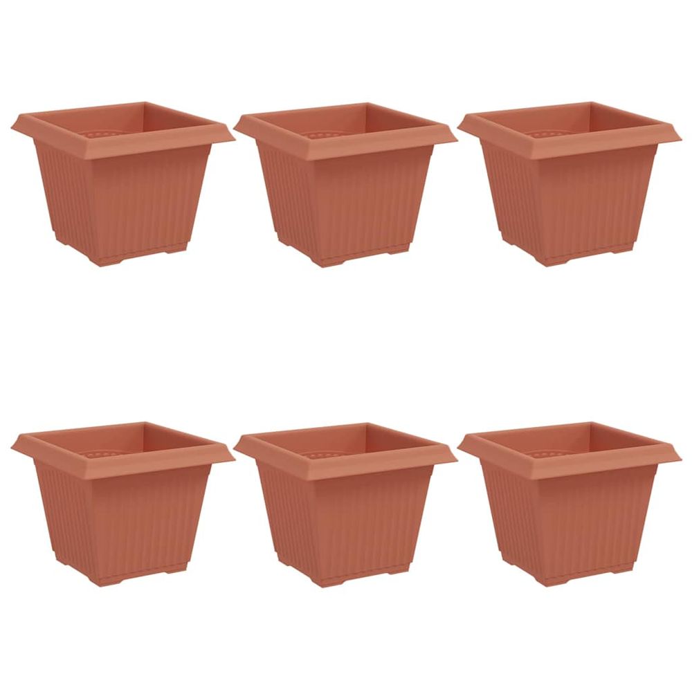 Pot de fleurs carré 6 pc rouge brique 33 x 33 x 26 cm plastique