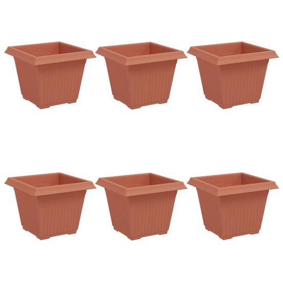 Pot de fleurs carré 6 pc rouge brique 33 x 33 x 26 cm plastique