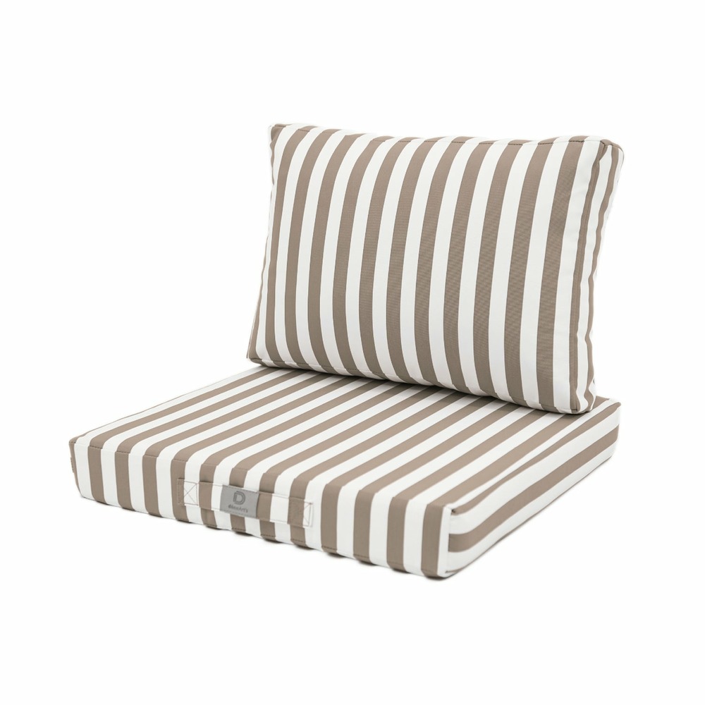 Coussins pour salon de jardin déhoussable 60x60cm - rayure beige