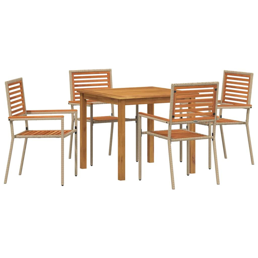 Ensemble de salle à manger pour jardin 5 pcs beige