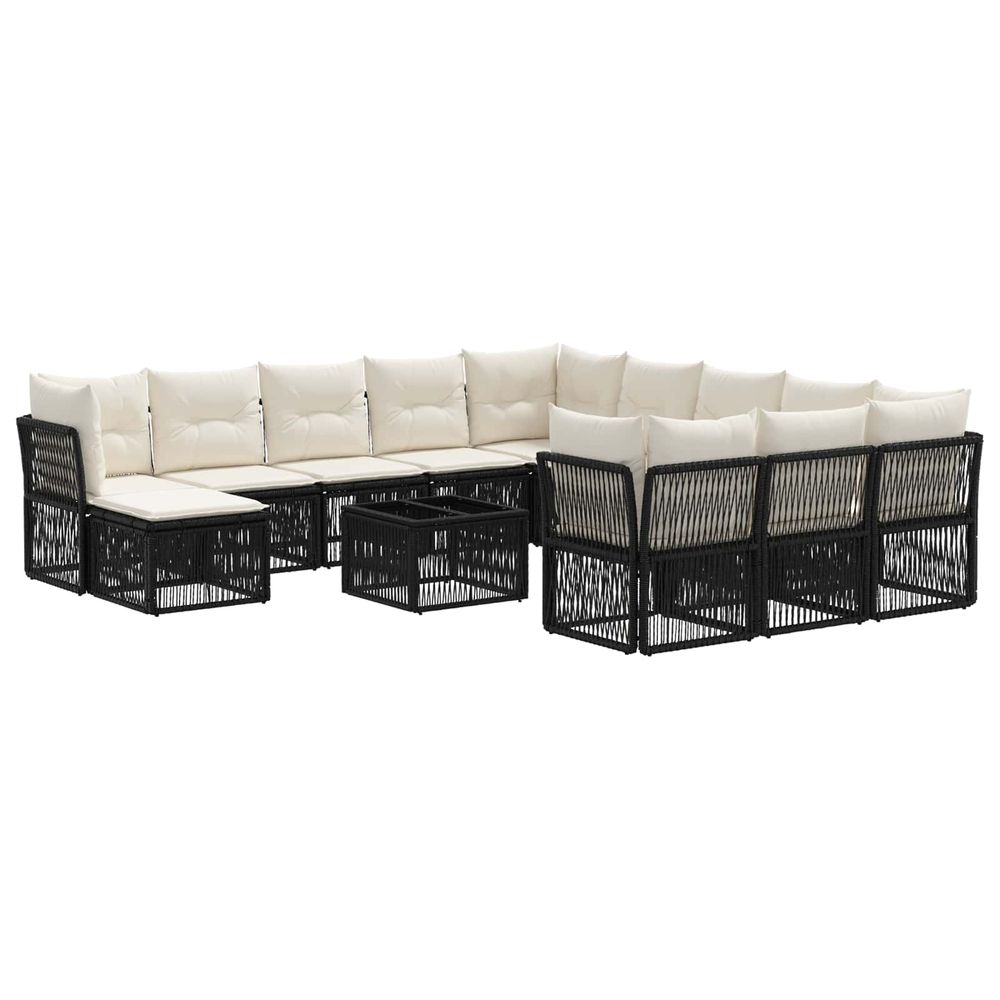 Ensemble de canapé de jardin 13 pc noir polyrotin